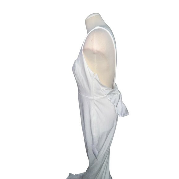 Lulu's NWT Romantic Glow Backless Pearl Bow Wedding Gown Maxi Dress Sz Medium Wh - Picture 16 of 16